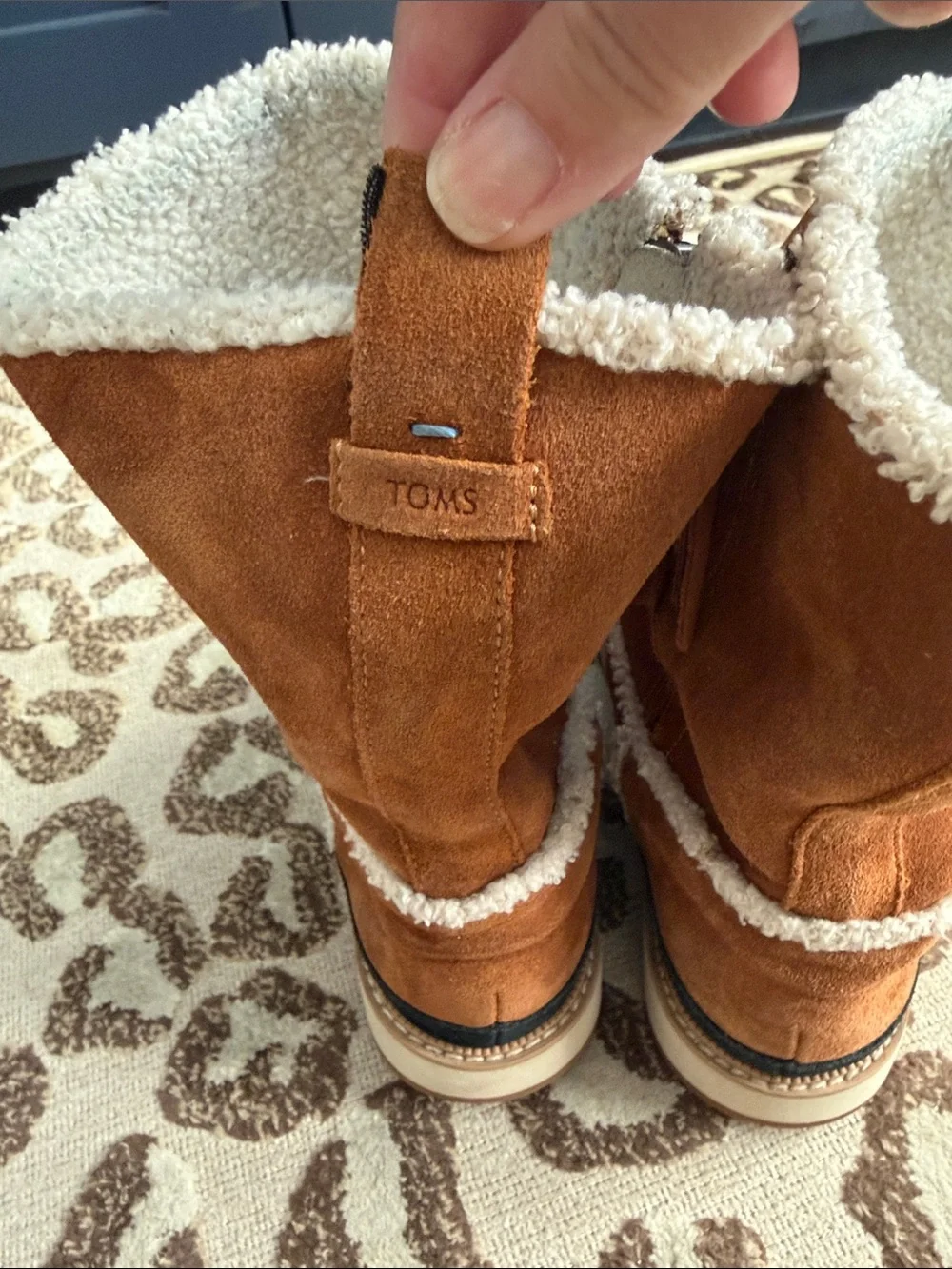 Toms Chestnut Suede Shearling-Lined Mid-Calf Boots